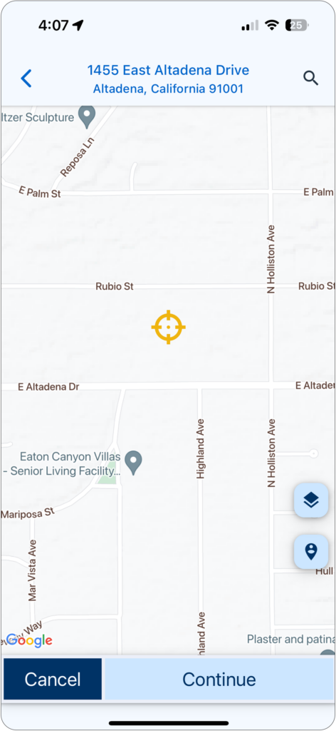screen shot of a sample mobile map app